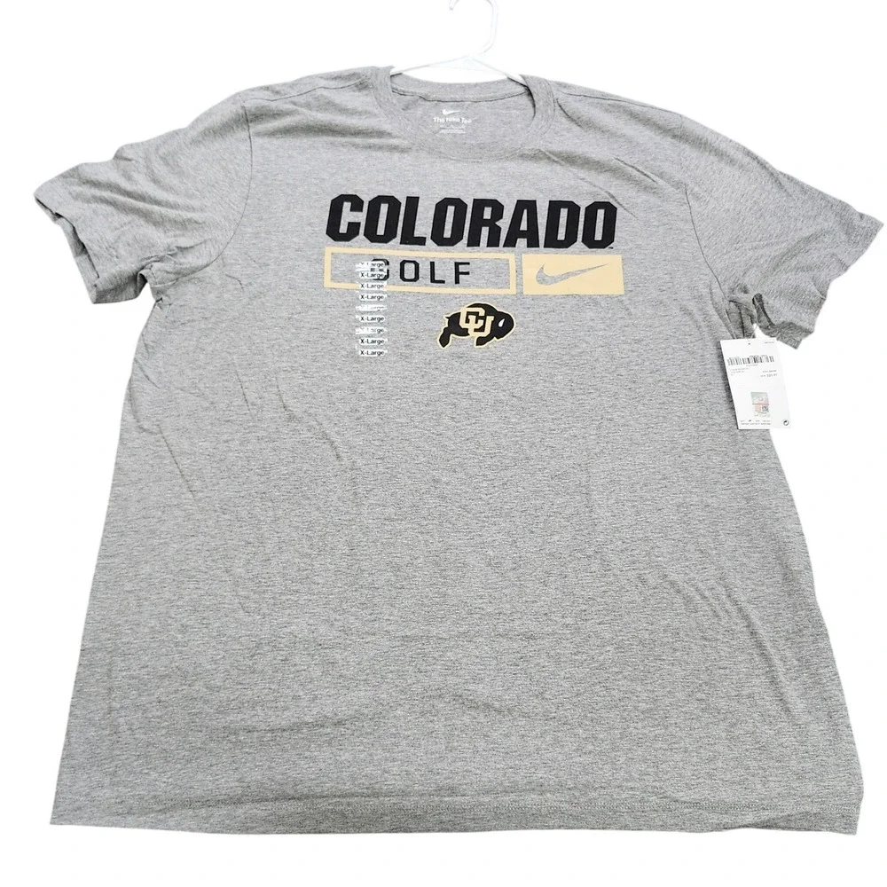 Nike Colorado Buffaloes Golf T-Shirt Mens XL Gray Short Sleeve CU Buffs NCAA NEW